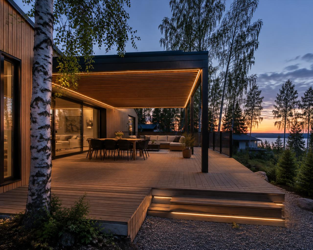 Tapiola · Thermowood + pergola